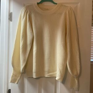 Jodifl ivory sweater with bubble sleeves